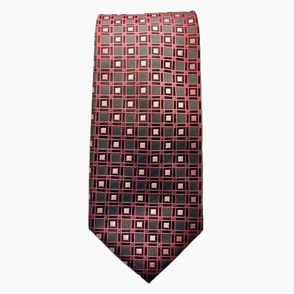 BERGAMO New York Men's Necktie Pink Gray Repp Polyester 58"x3" - Picture 1 of 10